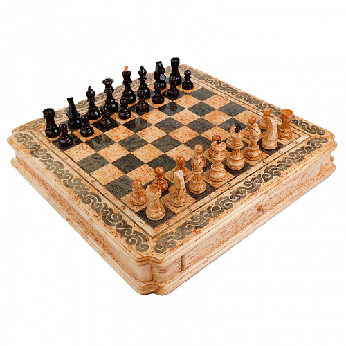 Шахматы из карельской березы "Орнамент"