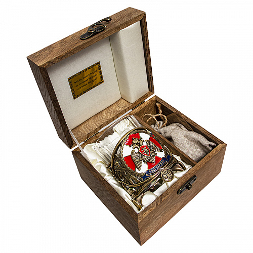 Бокал для виски "Росгвардия" с камнями в деревянном футляре