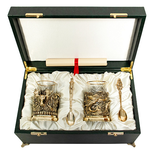 Набор для чая из двух подстаканников "Охота и рыбалка"