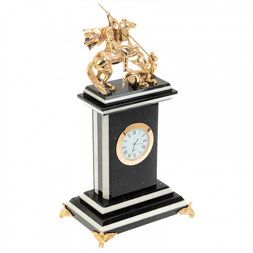 Часы настольные "Георгий Победоносец" из мрамора