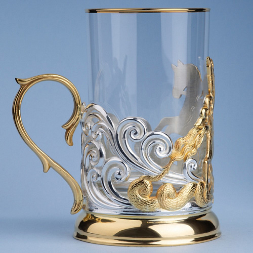 Подстаканник в футляре "Георгий Победоносец" (серебрение, золочение)