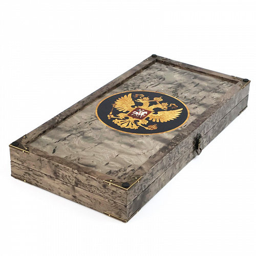 Нарды подарочные из карельской березы "Герб России"