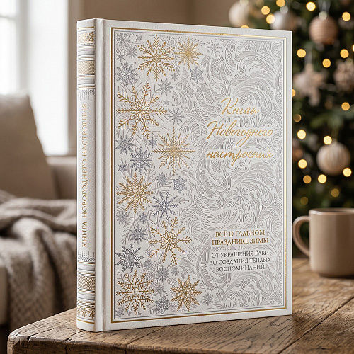 Подарочный набор "Книга новогоднего настроения" в кожаном переплете и 2 шара