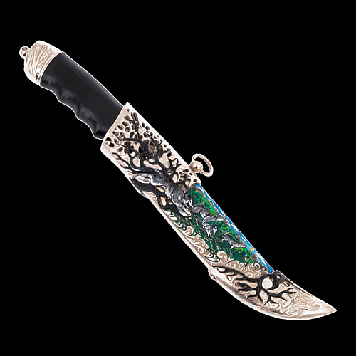 Нож из дамасской стали "Волчья стая" Златоуст.