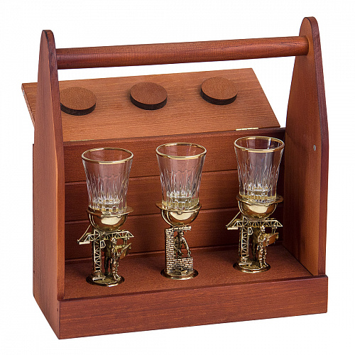 Набор из 3-х стопок "Строительные" в деревянном ящике для инструментов 