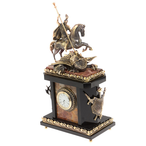 Интерьерные часы из яшмы "Георгий Победоносец" 