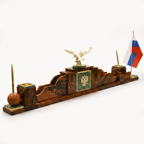 Настольный набор из обсидиана и мрамора "Орел"