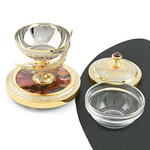 Икорница на яшме "Стерлядь" Златоуст